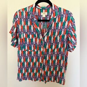 Maeve by Anthropologie Fish Print Blouse